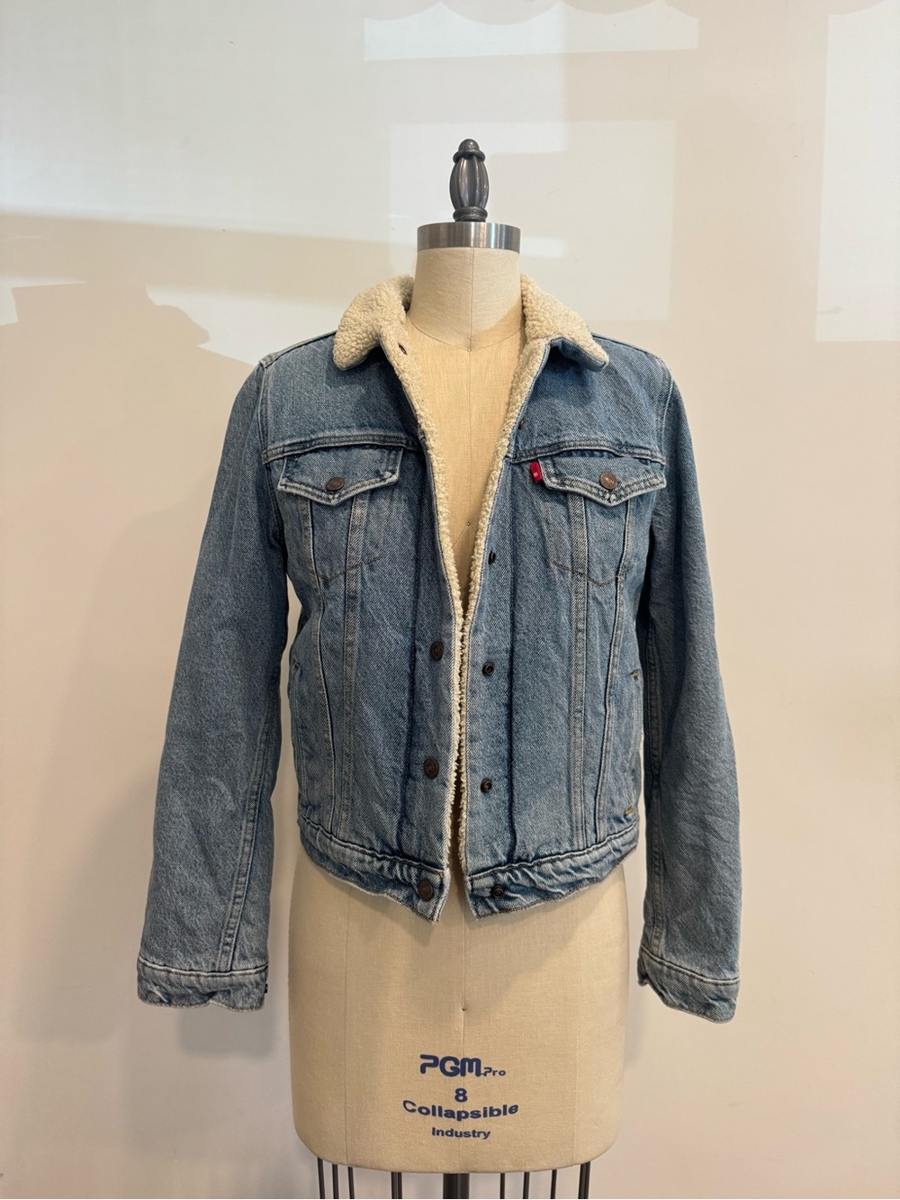 Levi's Light Blue Denim Sherpa Jacket with Cream Lining